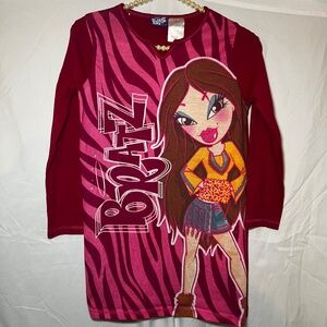 Vintage Y2K Bratz MGA Entertainment Animal Print Hot Pink Girls Nightgown Medium